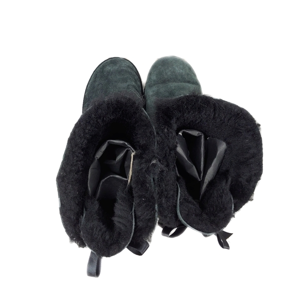 *SOLD*UGG - Black Suede Womens Size 11 Bailey Bow II Boots - Picture 9 of 13